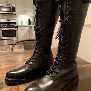 Frye Julie Lace Tall Black Leather Boot 9.5M